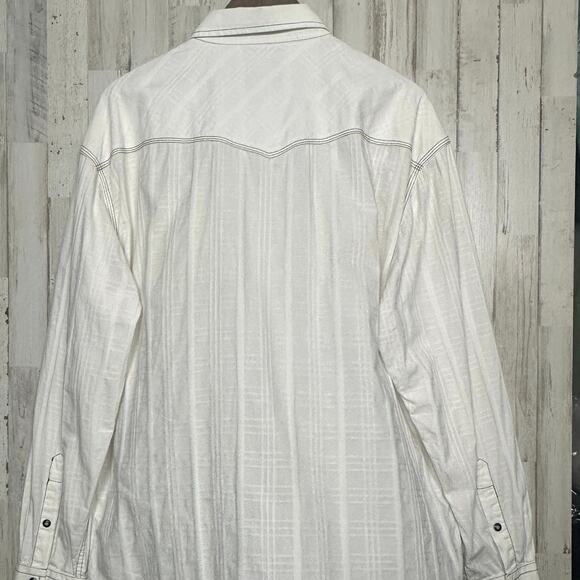 Cowboy Legend Western Shirt XXL White Brown Embroidered Long Sleeve Snap Buttons - Picture 2 of 10